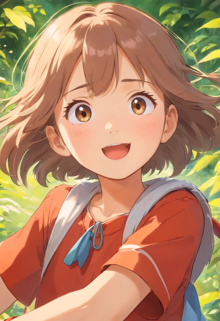 childhood playmate,exquisite facial features,Exquisite face, same character running up, frontal head