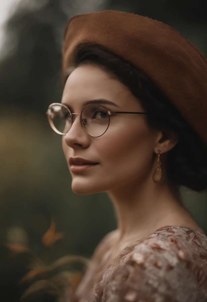 (eyes: detailed, glasses: black frames), (face: detailed), (lips: detailed), (hair: black), (expression: calm), (clothing: modern), (pose: confident), (background: simple), (lighting: natural), (medium: oil painting), (additional details: a book in her hand, flowers in the background), (best quality, highres), (realistic), (portrait), (color tone: warm earth tones)