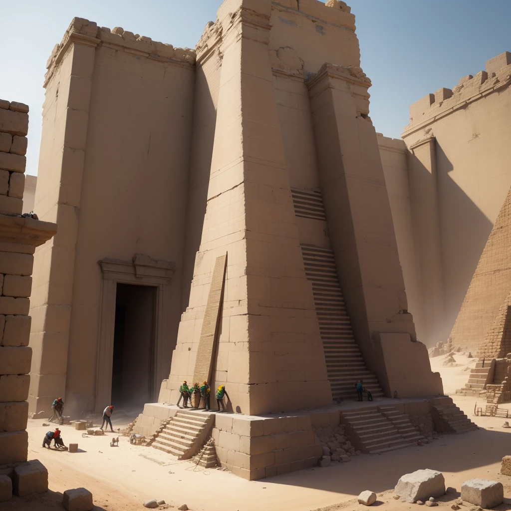 ancient Egypt workers builing a pyramid