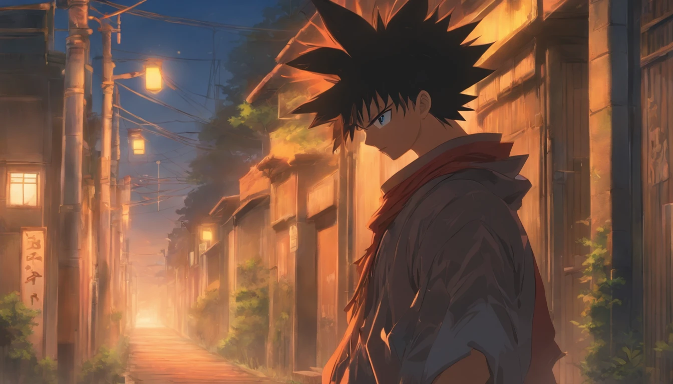 On a quiet street at dusk, our hero, A determined young man named Alex, walk with purpose, casts a long shadow —ar 16:9 —Style Raw —s 1000 —