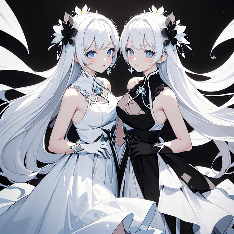 A city based on a beautiful and fantastic white color that is submerged、He wears a large black witch hat with sapphire accessories、White medium shorthair with blue-purple mesh、Looking at me with a smile、Blue eyes with a little hook and highlights、27-year-old woman with small breasts、Black long coat、White inner camisole、white t-shirt、Black Midi Skirt、Black sneakers with white shoelaces、small tits、Small、discreet breasts、hiquality、High Details、high-level image quality、4K picture quality、Delicate painting
