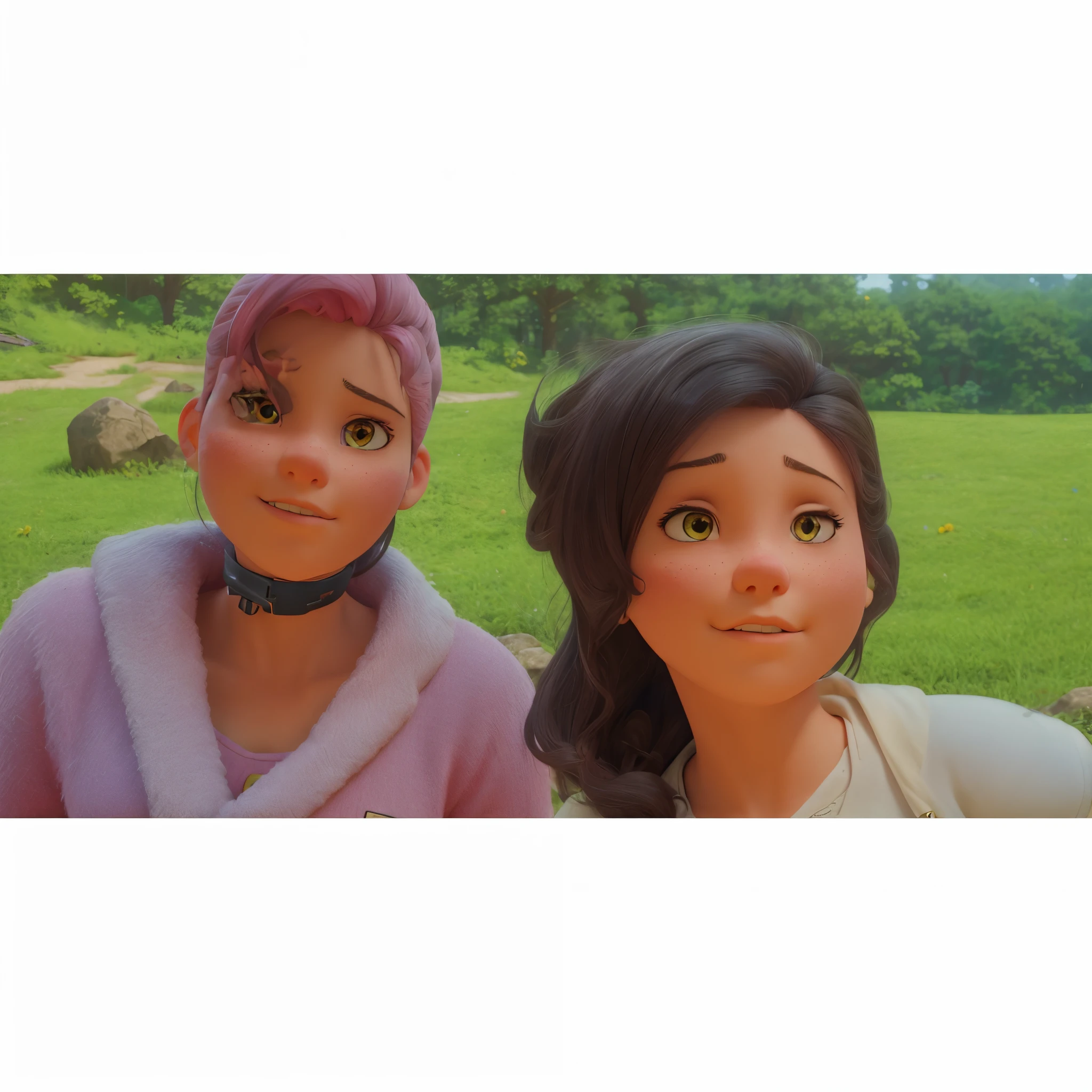 (8k, RAW photo, best quality, masterpiece), ultra high resolution, (realistic, photo-realistic), 1girl, emotionless, solo, pink hair, yellow eyes, professional lighting, detailed lighting, backlight, depth of field, natural lighting, sharp focus, two meter shooting distance, professional photo shoot, detailed eyes, realistic eyes, detailed shadow, cg game, cosplay, pink clothes with arm ring,  suspenders, upper body, pink clothes, exterior, crown, Gundam, Mecha, robot