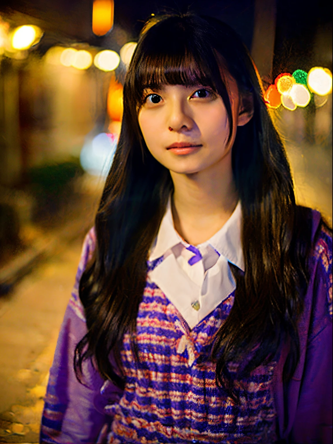 城市,the night,Girl on the way home from overtime work。