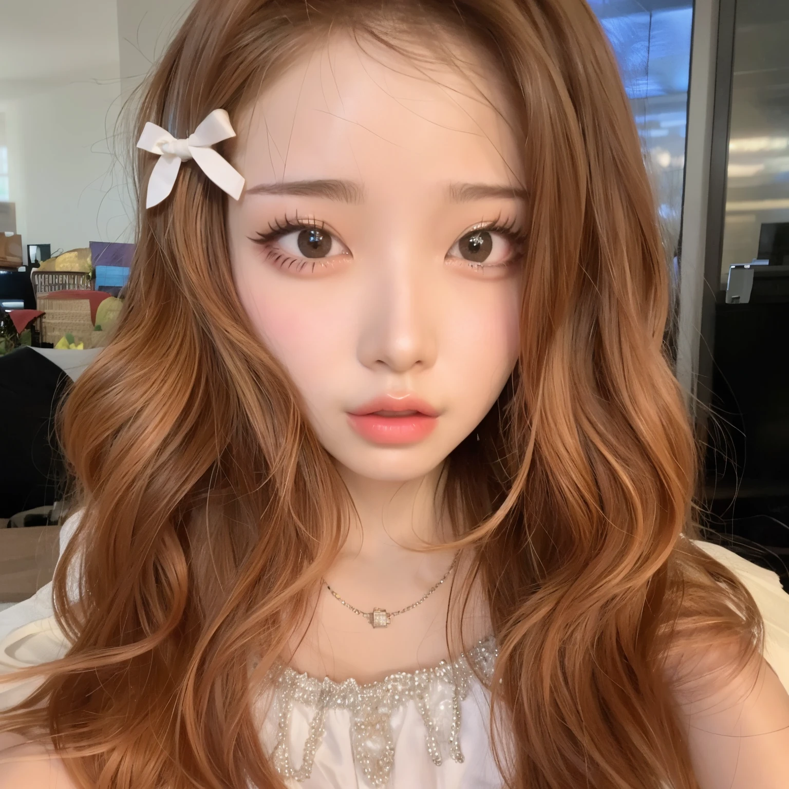 Un primer plano de una mujer con un lazo rosa en la cabeza, ulzzang, Jinyoung Shin, maquillaje coreano popular, maquillaje popular de Corea del Sur, Jaeyeon Nam, Wan adorable cara coreana, El Corte Hime, Sakimichan, Lalisa Manobal, Sun Yunjoo, Jossi de Blackpink, Taejune Kim, Yanjun Chengt