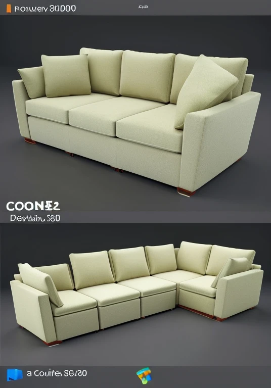 we will create an individual sofa design and 3D model. This will be a folding sofa and several additional modules for it... sizes 3300, 2200, height 880, corner, for a bright interior