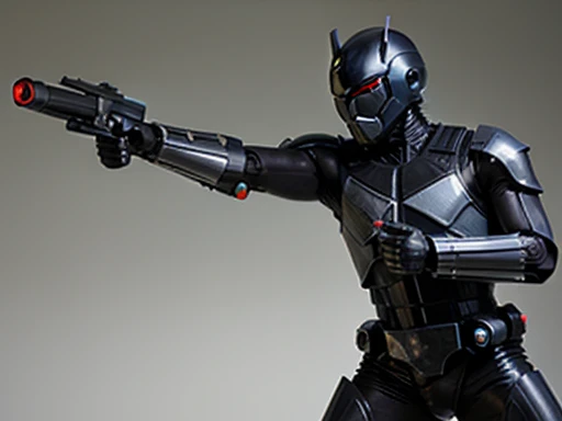 Police as tokusatsu black robocop with a gun