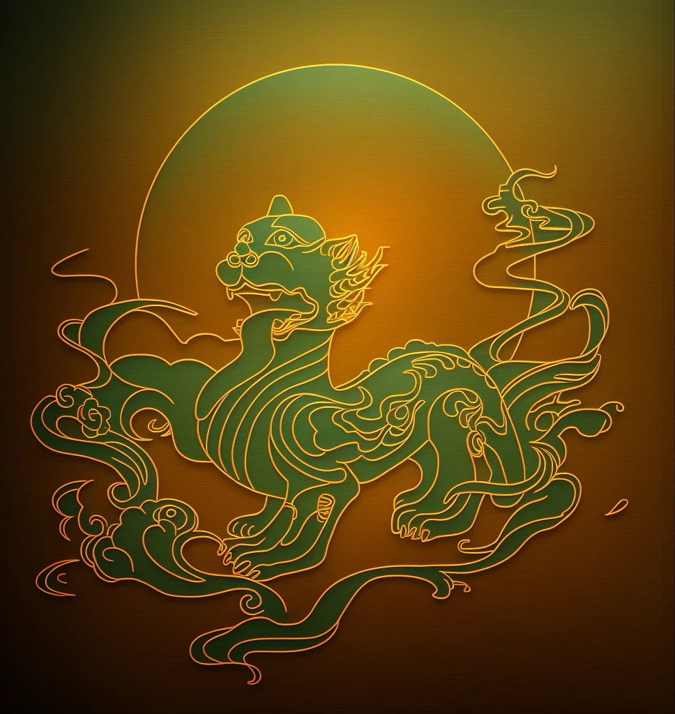 Dunhuang Divine Beast ,illustration,simple shape,flat design,minimalist style,concept art,lotus,high viewer rating,4k resolution,ultra-detailed,realistic,studio lighting,vivid colors