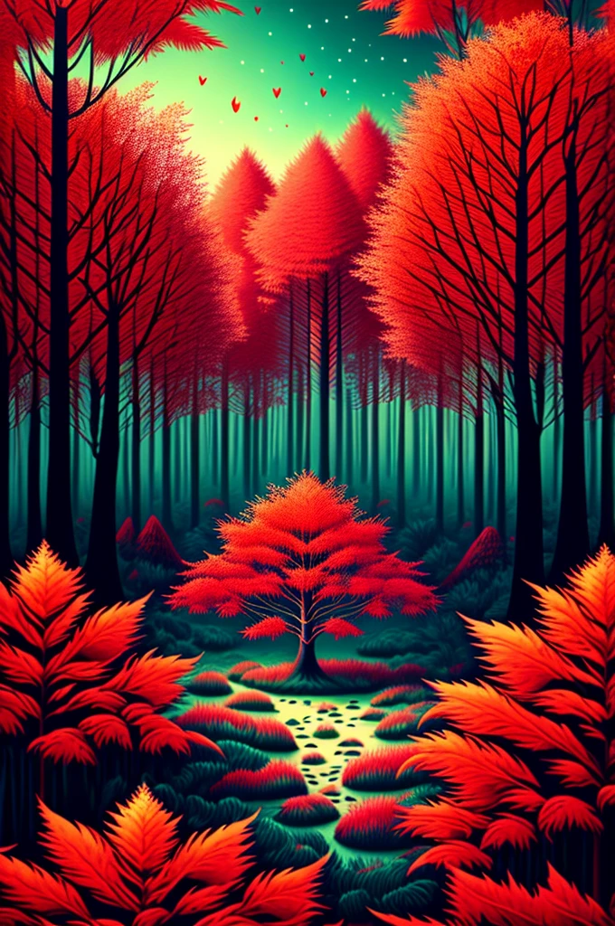 write Hateqble on a red forest background