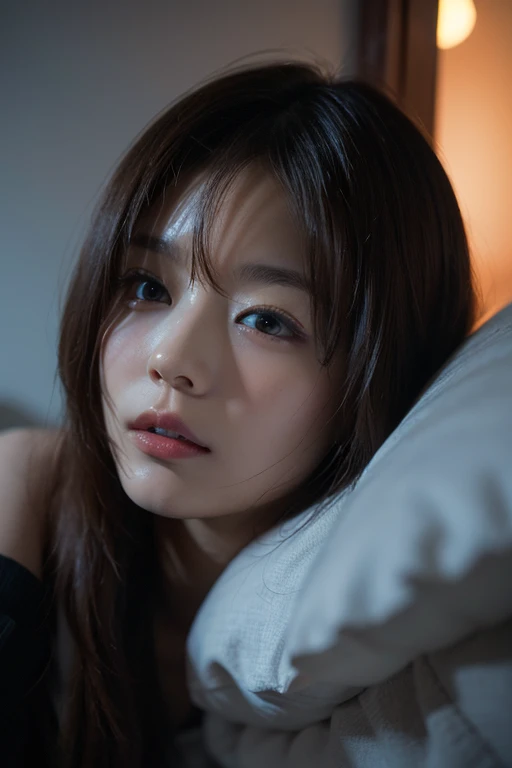The lights are dimmed in the bedroom late at night.((It&#39;s late at night outside the window、Late night bedroom、Moonlight only、midnight photo))analog style、model shoot tyle、((full bodyesbian:1.4))(Brown-haired girl sleeping)RAW Photography、1 girl in、(lying on one's side:1.4)、((美丽的面容:1.7、face perfect:1.3))、Beautiful big breasts、thin-waist、T-back panties、top-quality、epic poem(Lige Fries Photography、sony a7、50 mm、pores:1.5、Farbe、ultra-detailliert:1.5、film grains:1.4、surrealistic:1.5)、 octan render、ultra realistic lifelike textures、​masterpiece、unrealengine5、the Extremely Detailed CG Unity 8K Wallpapers、realisticeyes、 Madly detailed photo、(shadow ecstasy、deep-shadows)