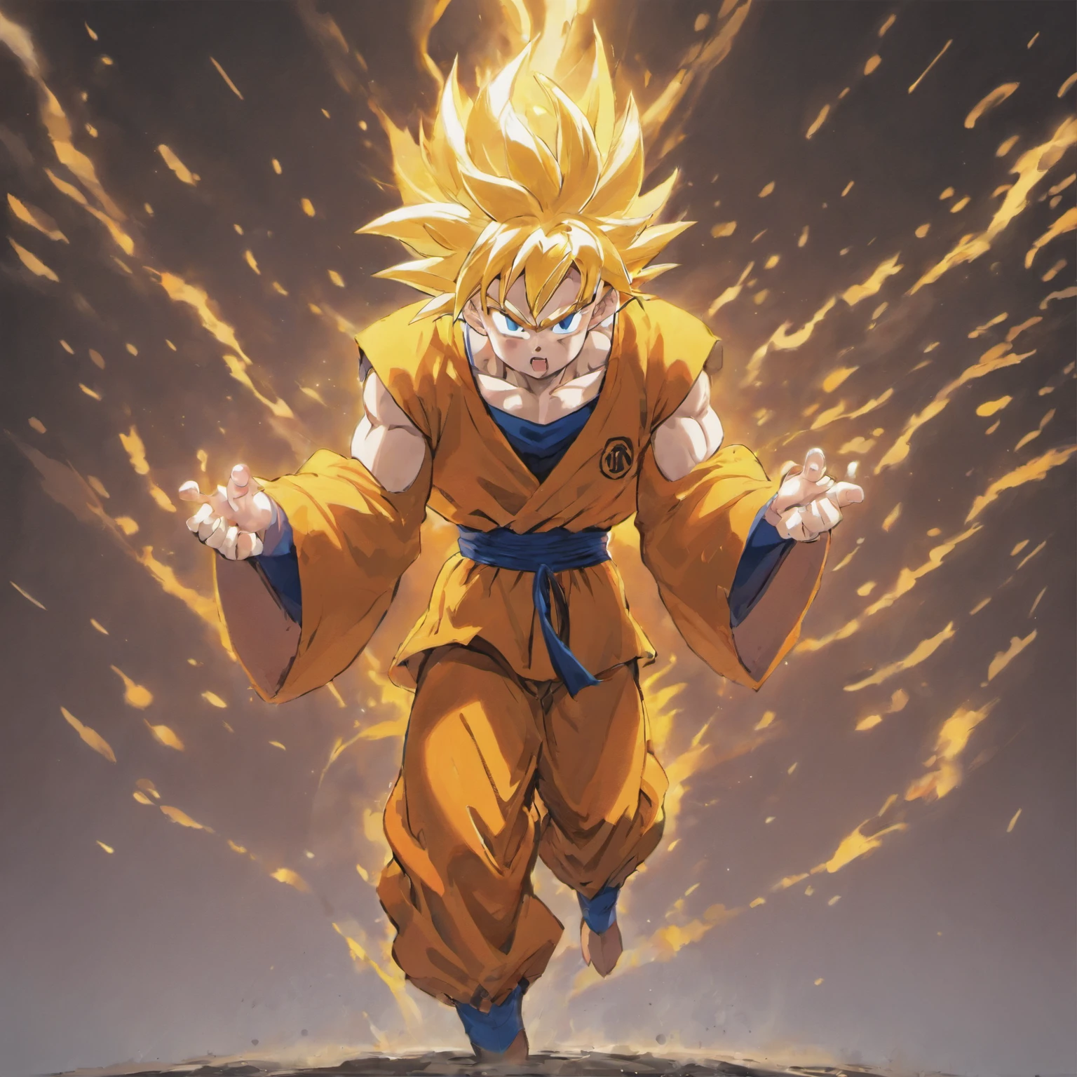 Goku standing pose,The whole body is like on the battlefield, Produced by Akira Toriyama