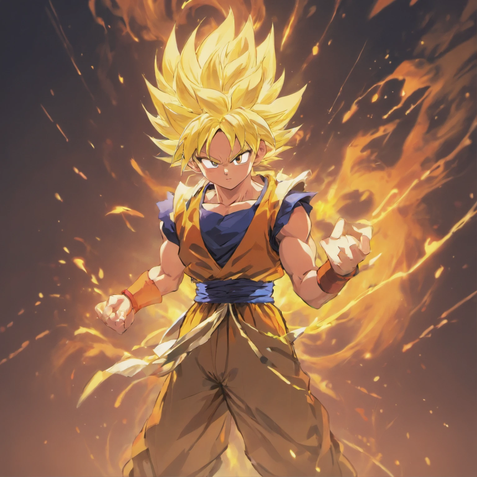 Goku standing pose,The whole body is like on the battlefield, Produced by Akira Toriyama