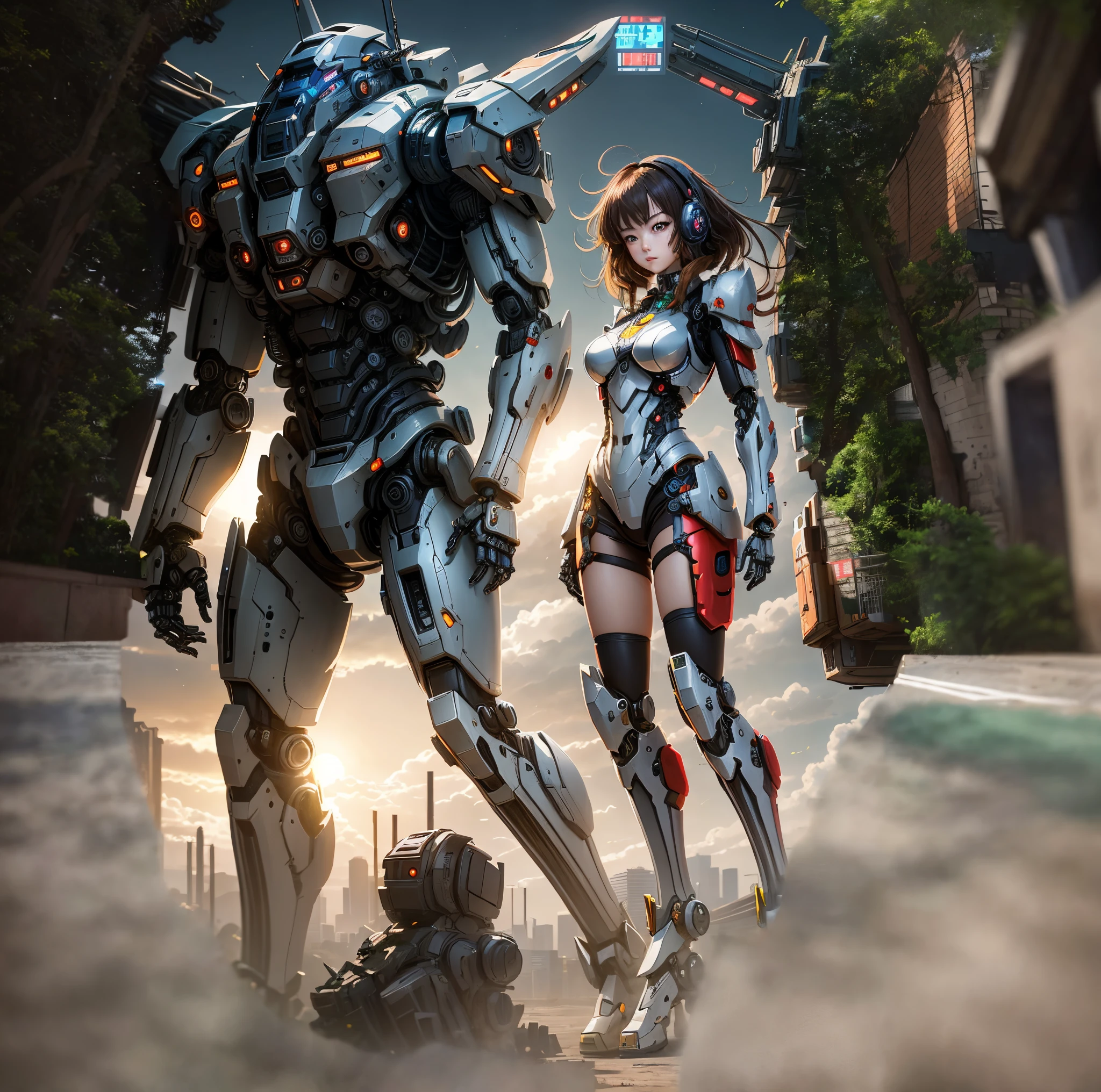 Anime girl in mecha suit,Anime girl mecha,digital cyberpunk anime art, 8 k,Mecha network armor girl,shitu-mecha