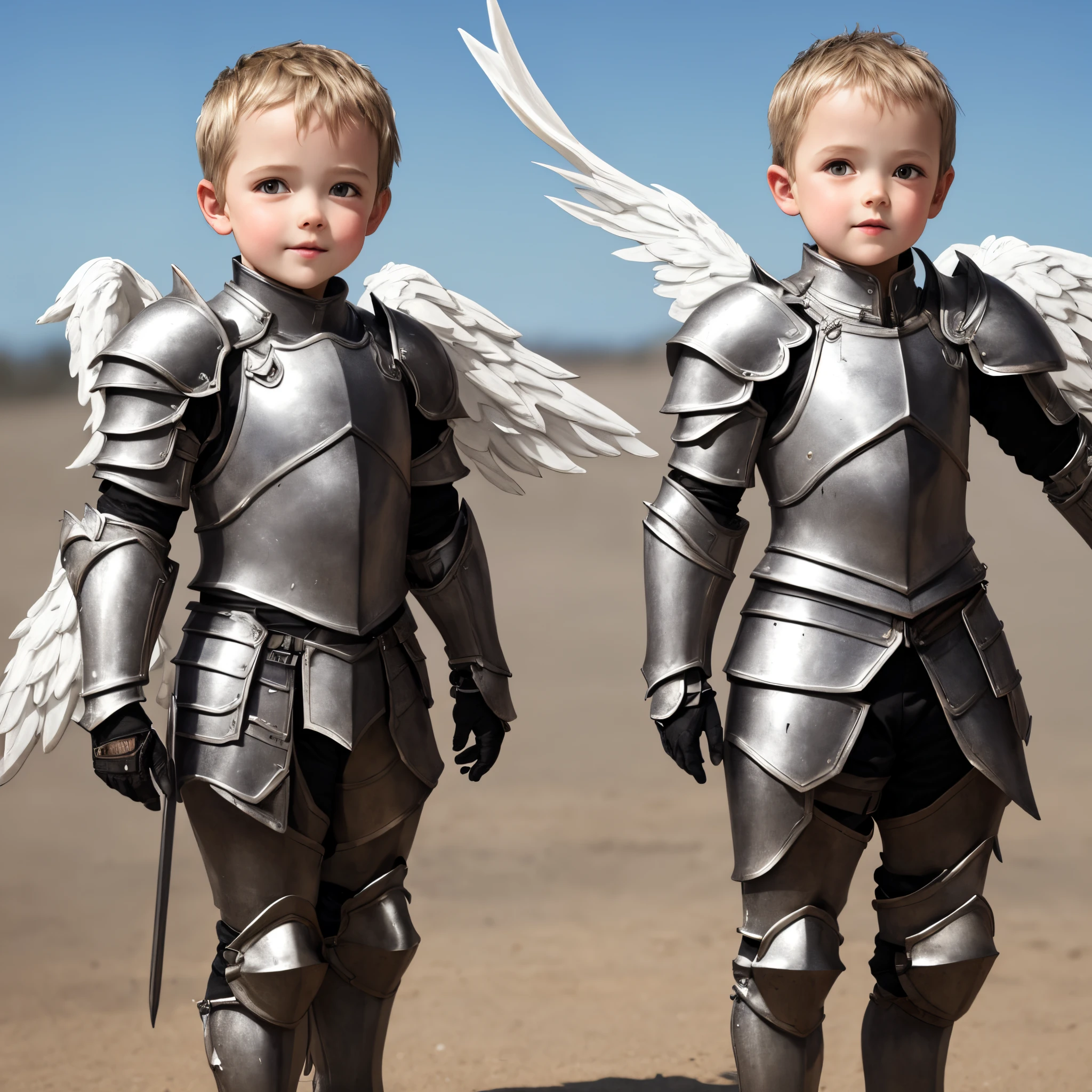 A 6-year-old angel in full armor.