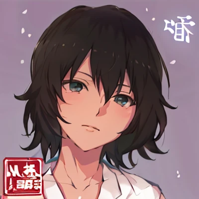 anime girl with short hair and a white shirt with chinese characters, wataru kajika, iwakura lain, close up iwakura lain, makoto shinkai style, hana yata, lain iwakura, makoto shinkai art style, fubuki, lofi portrait, shinkai makoto, tsuaii