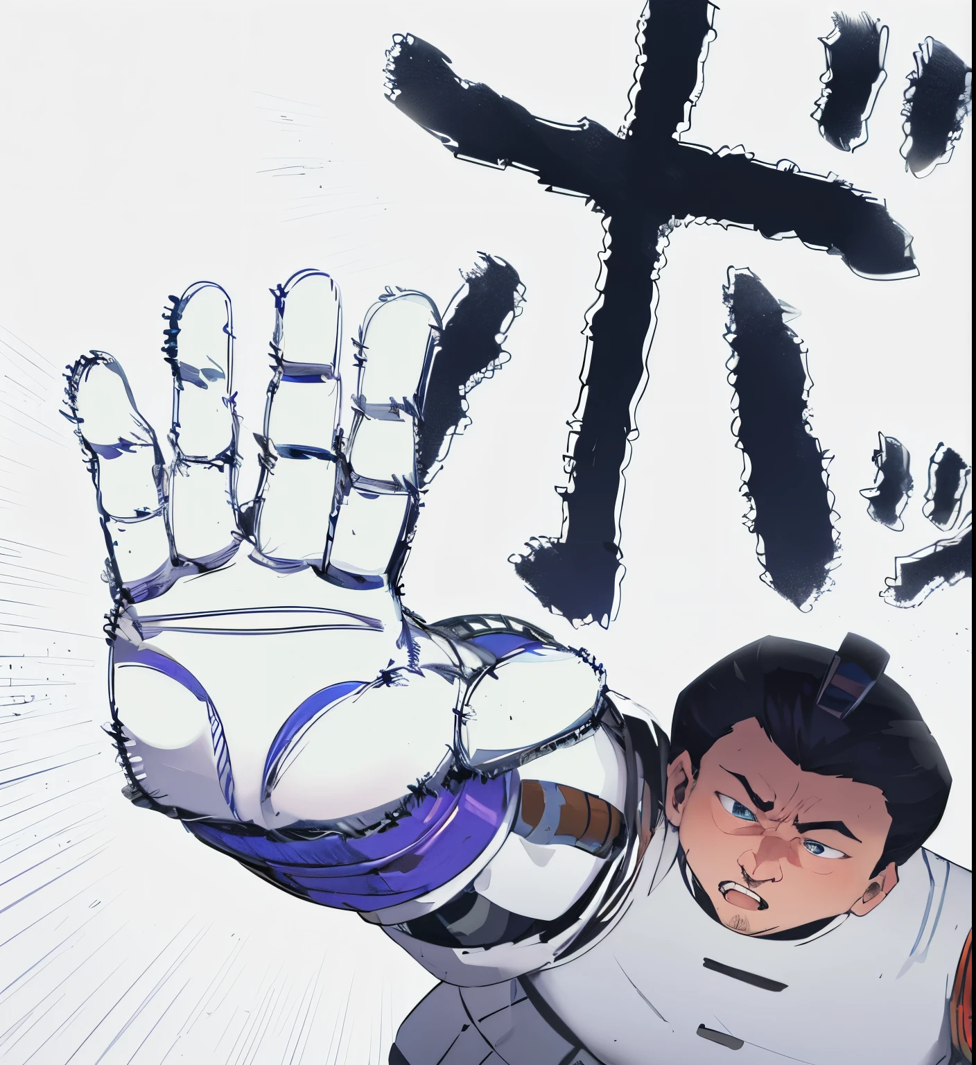 Una imagen de un hombre sumo con armadura de combate color blanco.