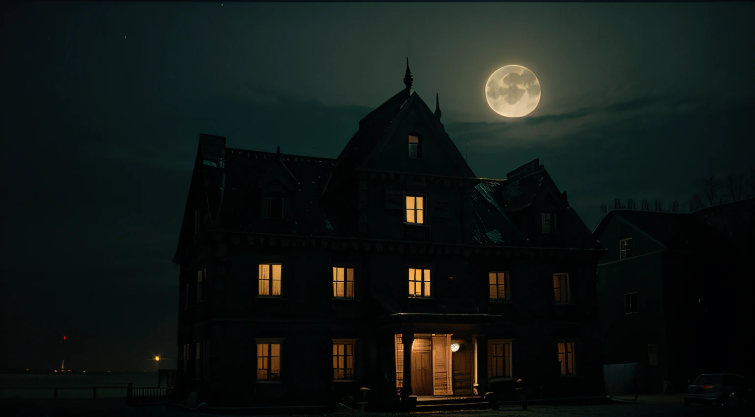 scary old bulding at night