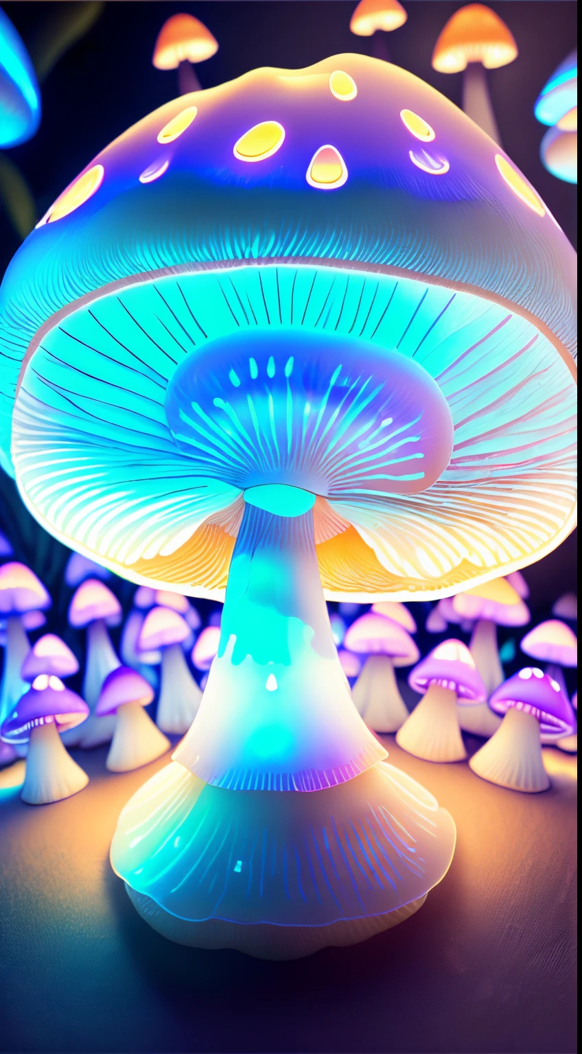 (Best quality at best,4K,A high resolution,tmasterpiece:1.2),ultra - detailed,(actual,realistically:1.37),(Transparent glowing mushroom,Ethereal Mushroom:1.5),fairies,glowing,an enchanted forest,dream-like,Spooky lights,semi transparent,Otherworldly,Delicate gossamer wings,floating,wisps of light,magical aura,mistic,mistic,etherealglow,Bio-luminescence,pastelcolor,soft focus,like a dream,Whimsical,Fragile,possessed creature,Mild,Subtle,Sparkling,serene,Attractive cleavage,dazzlingly bright,Otherworldly,hides,Big breasts are charming,whispering leaves,Calm,Big breasts are beautiful