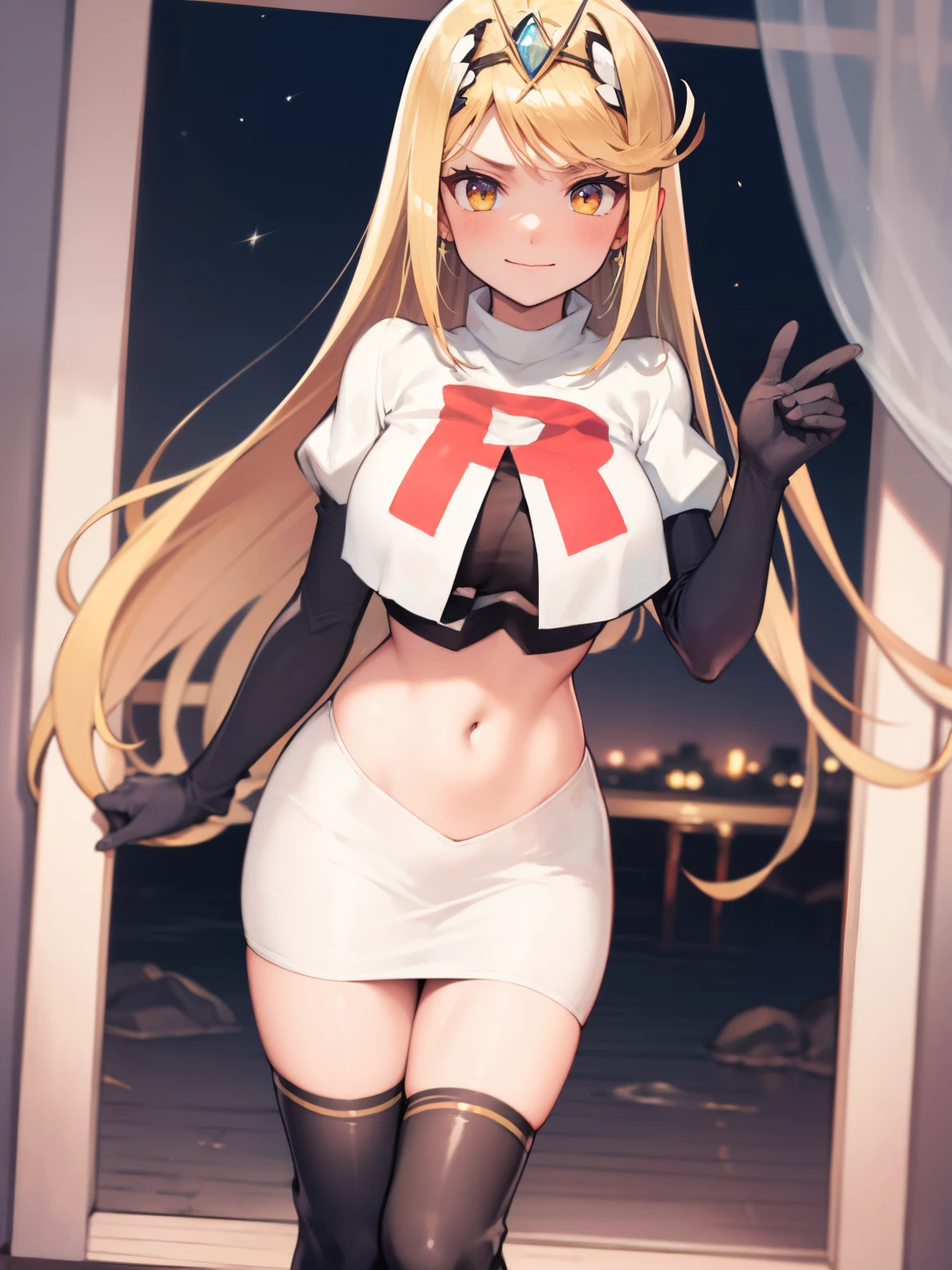 Red R on crop top