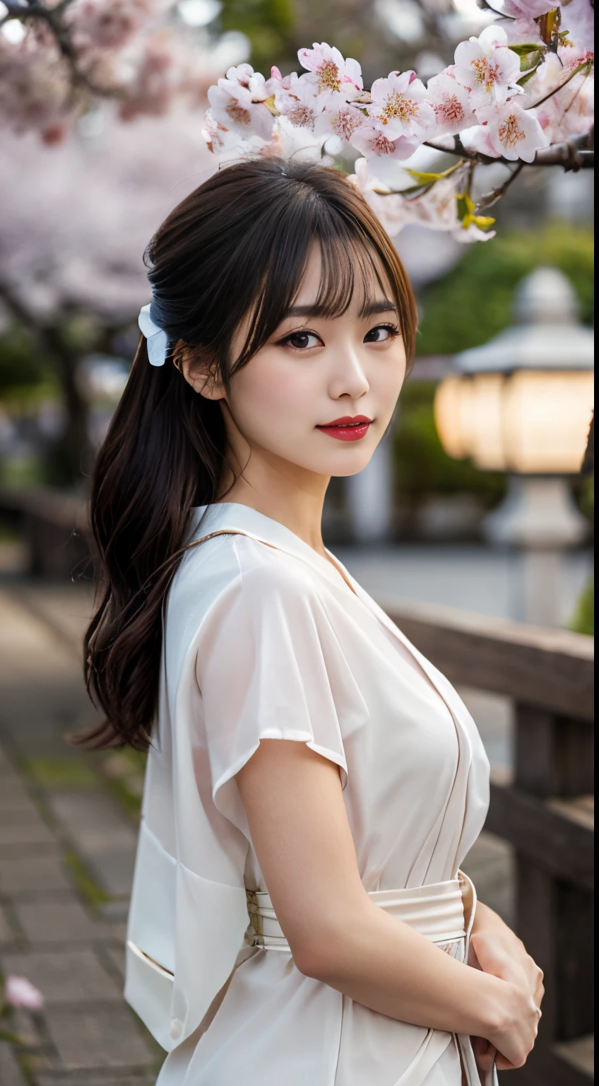 top-quality, tmasterpiece, 超A high resolution,the eyes are beautiful, (Realistically: 1.4), 1 plump girl
(((Best Quality))), tmasterpiece,intricate-detail, depth of fields,Best Quality,The content is very detailed,hight resolution,4K,超A high resolution,detailed shadow,hyper realisitc,current,dramatic lights,1 plump girl,Alone,A detailed face,A detailed eye,Realistic skin,Imagine the scene under the charming light of cherry blossoms at night。 (Sakura NS), There are wonderful Japanese beauties there., Reminiscent of modern geisha, Strike a provocative and elegant pose. Her outfits are a blend of tradition and modernity, wearing a kimono-style dress,cling to her silhouette, subtly flaunting her curves,Maintain elegance and charm at the same time. the fabric is very delicate, almost translucent silk, Projects mesmerizing light and shadow effects onto your skin。, Enhances attractive texture.
her hair is loose, modern updo, Place some cherry blossoms strategically, Add a touch of innocence to her seductive demeanor. The makeup is bold but tasteful., Highlight her stunning eyes and plump lips, surrender to mystery, knowing smile.
The background is blurred pink and white cherry blossoms, A few petals fell gently next to her.. The lighting is soft and atmospheric, evokes a sense of intimacy and mystery, tome'just like her'share taboo stories. Camera angle is dynamic, capture her from a low angle, A temple standing in the night sky々Emphasize your presence.
Her pose combines confidence and vulnerability., gently place your hand on her waist, Another person also extended a hand,As if inviting the audience into her mysterious world.. The overall composition should convey a balance between eroticism and art, Breaking through the limits of sexy,However, no clear situation was reached.