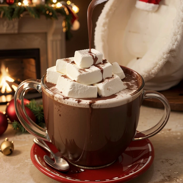 A hot chocolate with Marshmello on top for christmas