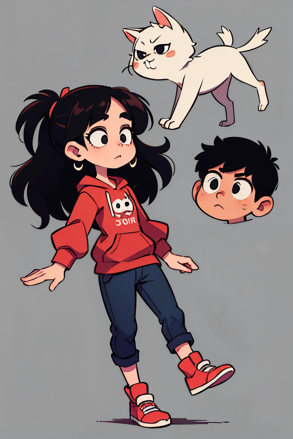(Masterpiece, Best Quality) No background, Long black hair, in the style of the artist Avogado6. in a sweatshirt