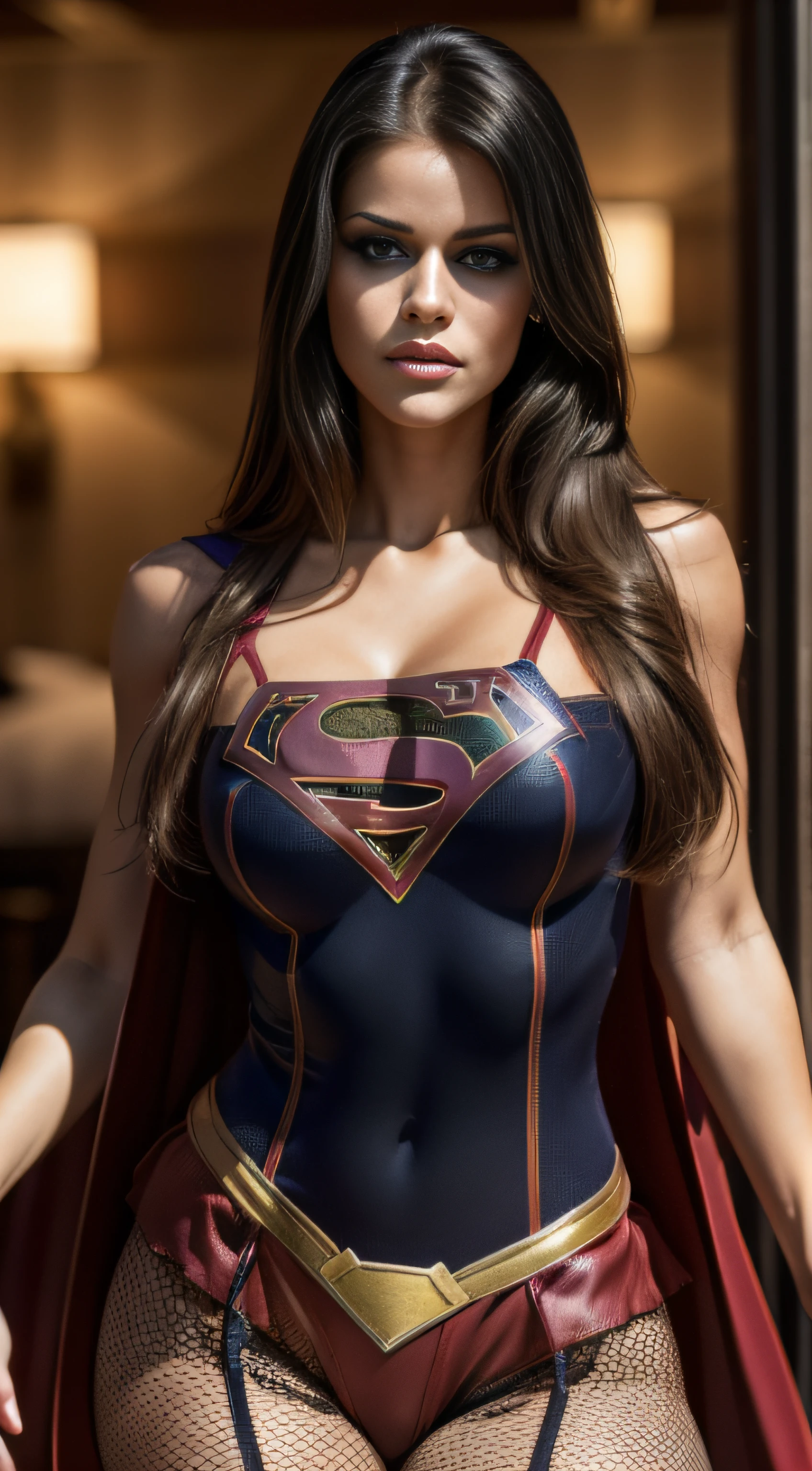 (best quality,4k,8k,highres,masterpiece:1.2),ultra-detailed,(realistic,photorealistic,photo-realistic:1.37),portrait, Carly ,beautiful detailed eyes,beautiful detailed lips,extremely detailed face,long eyelashes, sexy,soft lighting,subtle background,professional photography,vivid colors full body , kidnapped by a fan, blushing face () full body (seductive) (ready for sex) (biting her lips) (Supergirl outfit) (long black hair)