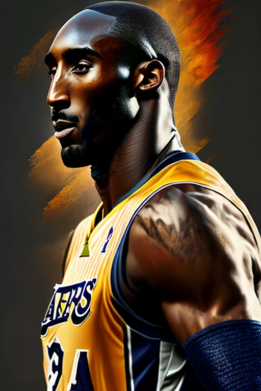 "Kobe Bryant, rosto kobe bryant, jugador de baloncesto, Anjo negro masculino antiguo, Futurismo Sombrio, kinematics, Detalles finos, 8k, Disparo oscuro: 0.7, Subsoil Scatter, Mood Lighting: 1.3, Art-Station: 1.3" kobe, retrato de kobe bryant,