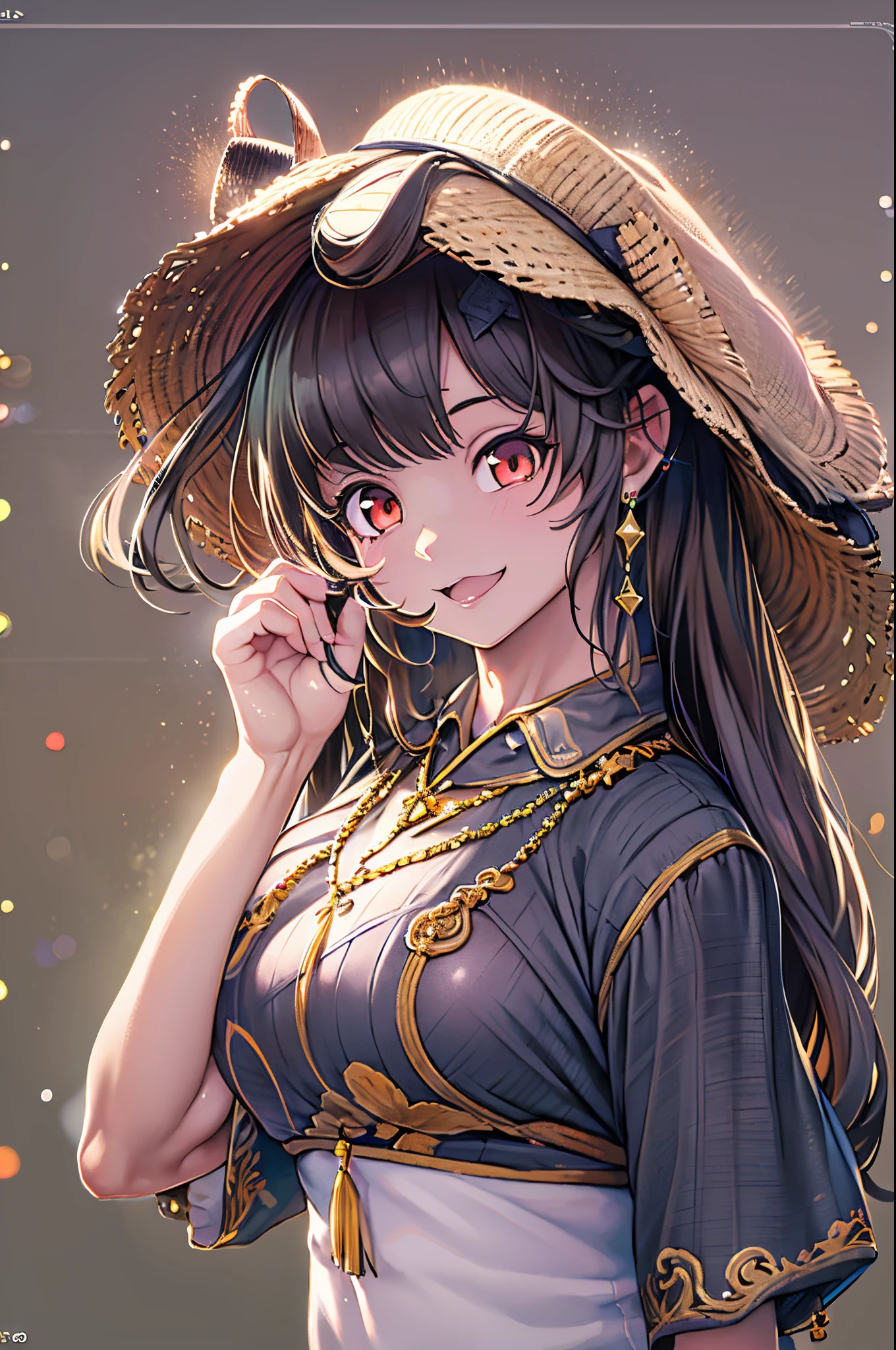 Best Quality, masutepiece, Hi-Res, One girl, Cheongsam, Hats, Necklace, Jewelry, Beautiful face, Inserting a into the_Body, Tindall Effect, Photorealistic, Dark Studio, Rim lighting, Two-tone lighting, (high-detail skin: 1.2), 8K UHD, Digital SLR, Soft lighting, High quality, Volumetric lighting, Candid, Photography, High resolution, 4K, 8K, Bokeh,
