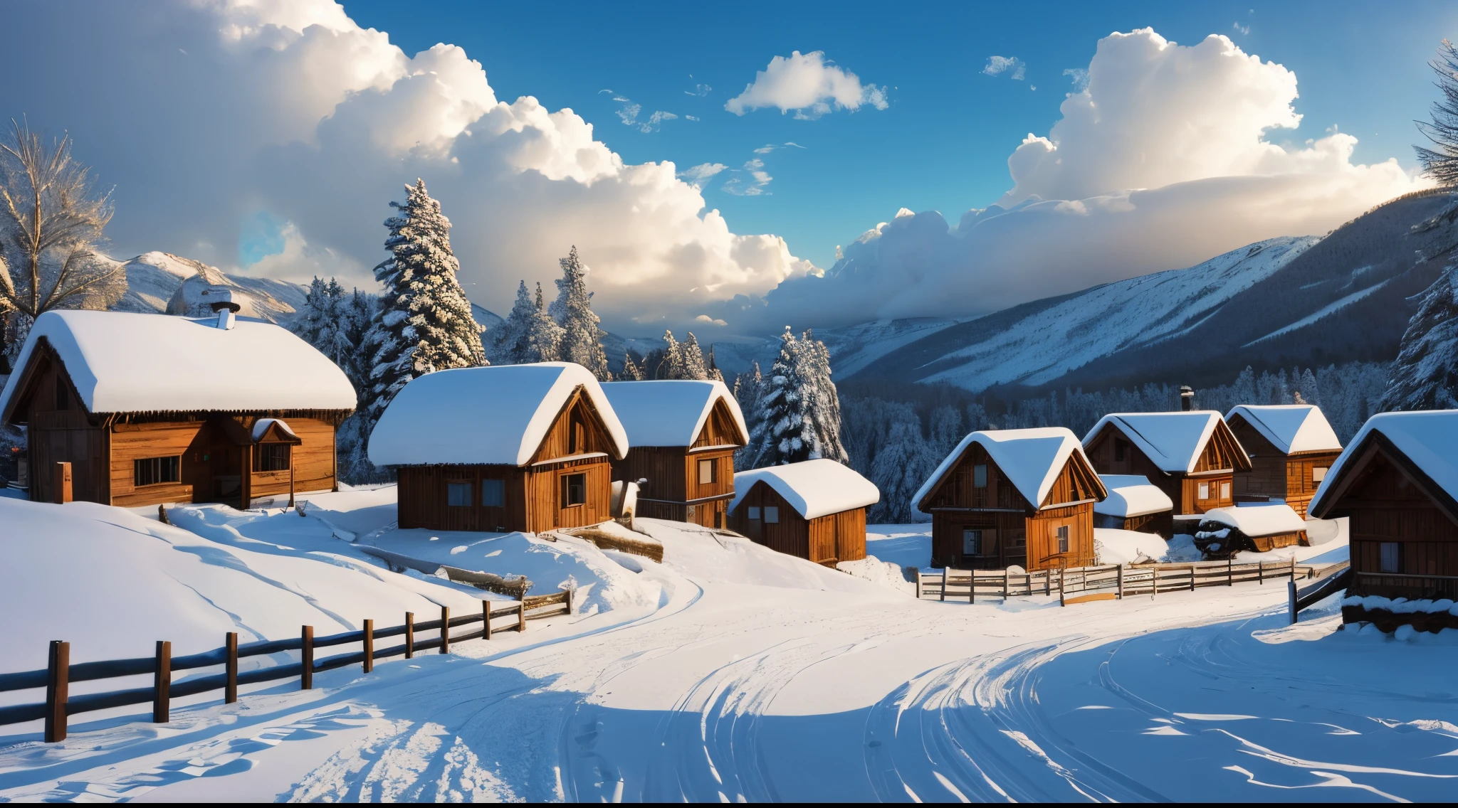 winter, snow, village, sky, peoples --auto --s2