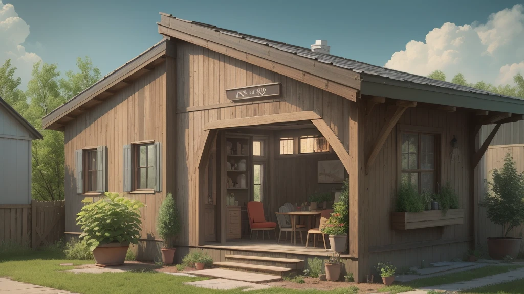 Simple House Design, Small Farmhouse Idea, blend with surroundings --auto --s2