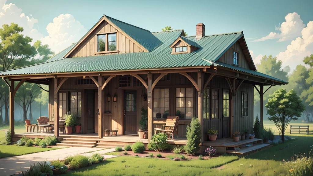Simple House Design, Small Farmhouse Idea, blend with nature --auto --s2