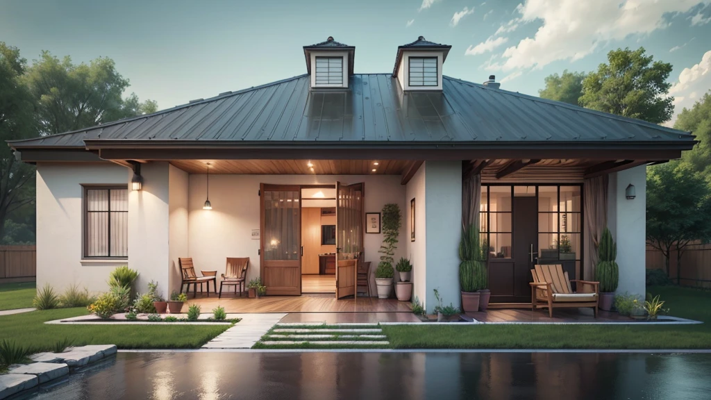 Simple House Design, Small Farmhouse Idea, blend with nature --auto --s2
