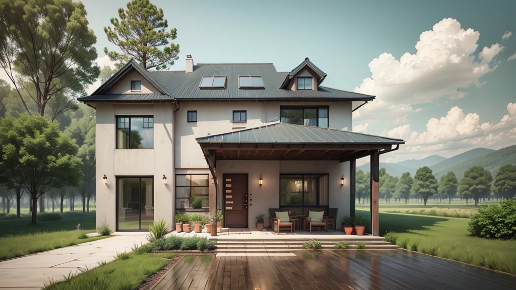Simple House Design, Small Farmhouse Idea, blend with nature --auto --s2