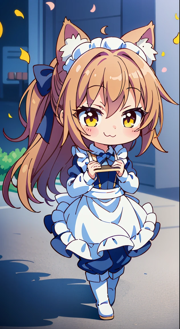 (masutepiece, Best Quality, Perfect Anatomy, High quality:1.4), nice hand, Perfect hands, Detailed beautiful hands, Large_filesize, fulcolor, hight resolution, symmetric, exceptional, Best aesthetic, newest, Anime, very beautiful detailed body、The hair、faces、The eye, (Chibi, Full body:1.6),
BREAK,
1girl in, (Cute:1.5),(Chibi:0.5),(kawaii:2.0),(Lori:2.0),(7 year old girl),(Solo:1.65),BREAK, (flat chest:1.2,), Clear skin, Beautiful skin, Shy, One Beautiful Girl,(Hair Bow, reddish brown hair, Twin-tailed:1.2), (Brown eyes, long eyelashes, Double eyelids: 1.2), Shiny skin, gleaming skin,Clear skin, Beautiful skin,( A smile:1.5), Solo,gleaming skin, Clear skin, Beautiful skin(best quality face),(Top quality glowing eyes), (The best smile,Doya face:1.45), BREAK (Pink Theme:1.4),
((celebration theme:1.4)), (Cat ears, Golden Eyes, golden eyes of a cat, Black pants, Long pants, Black blouse, maid, maid apronl, White Apron, long boots, Slender girl, Looking at Viewer:1.5), (Black blouse, maid, maid apronl, White Apron, Black pants, Long pants, long boots),
BREAK,(morning), inside in room, (Holding a celebratory oversized whole cake in both hands, Too big celebration whole cake, Long sleeves, blight:1.5), (Glossy background, White white background, celebrating, carnival, festival, Confetti, flower confetti:1.4),depth of fields,
BREAK,wakame,wakame,wakame,(Cowboy Shot:1.4),
BREAK,(Blurry background:1.3),(absurderes, hight resolution, Super Detail Art),cel shading,Clear Color, Lonely optical effect, Beautiful pictures, Bright glow, mystic atmosphere,(Close-up of girl:1.1), Mystical light particle effect,manga influence, clean line drawings,