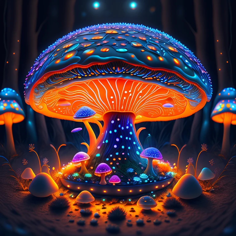 Bioluminescent Mushroom/Glowing mushrooms/luminous mushroom l, monet, blue, orange, grey, ShoeAI (best quality,4k,8k,highres,masterpiece:1.2),ultra-detailed,(realistic,photorealistic,photo-realistic:1.37),HDR,UHD,studio lighting,ultra-fine painting,sharp focus,physically-based rendering,extreme detail description,professional,vivid colors,bokeh,Bioluminescent Mushroom/Glowing mushrooms/luminous mushroom l,monet,blue,orange,grey,ShoeAI,portraits,landscape