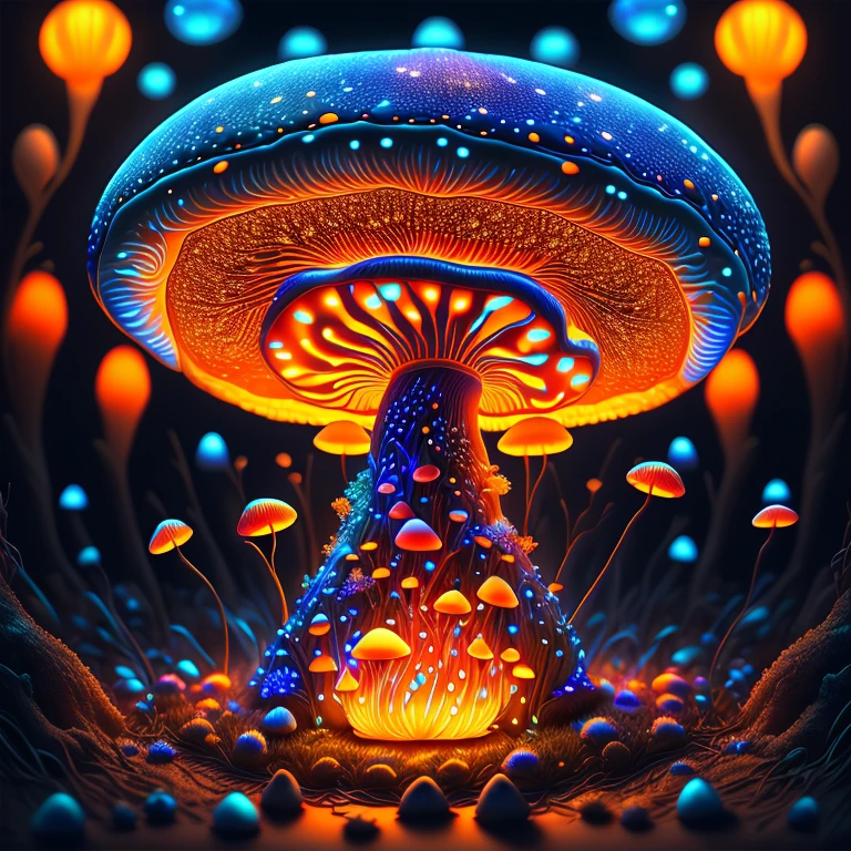 Bioluminescent Mushroom/Glowing mushrooms/luminous mushroom l, monet, blue, orange, grey, ShoeAI (best quality,4k,8k,highres,masterpiece:1.2),ultra-detailed,(realistic,photorealistic,photo-realistic:1.37),HDR,UHD,studio lighting,ultra-fine painting,sharp focus,physically-based rendering,extreme detail description,professional,vivid colors,bokeh,Bioluminescent Mushroom/Glowing mushrooms/luminous mushroom l,monet,blue,orange,grey,ShoeAI,portraits,landscape