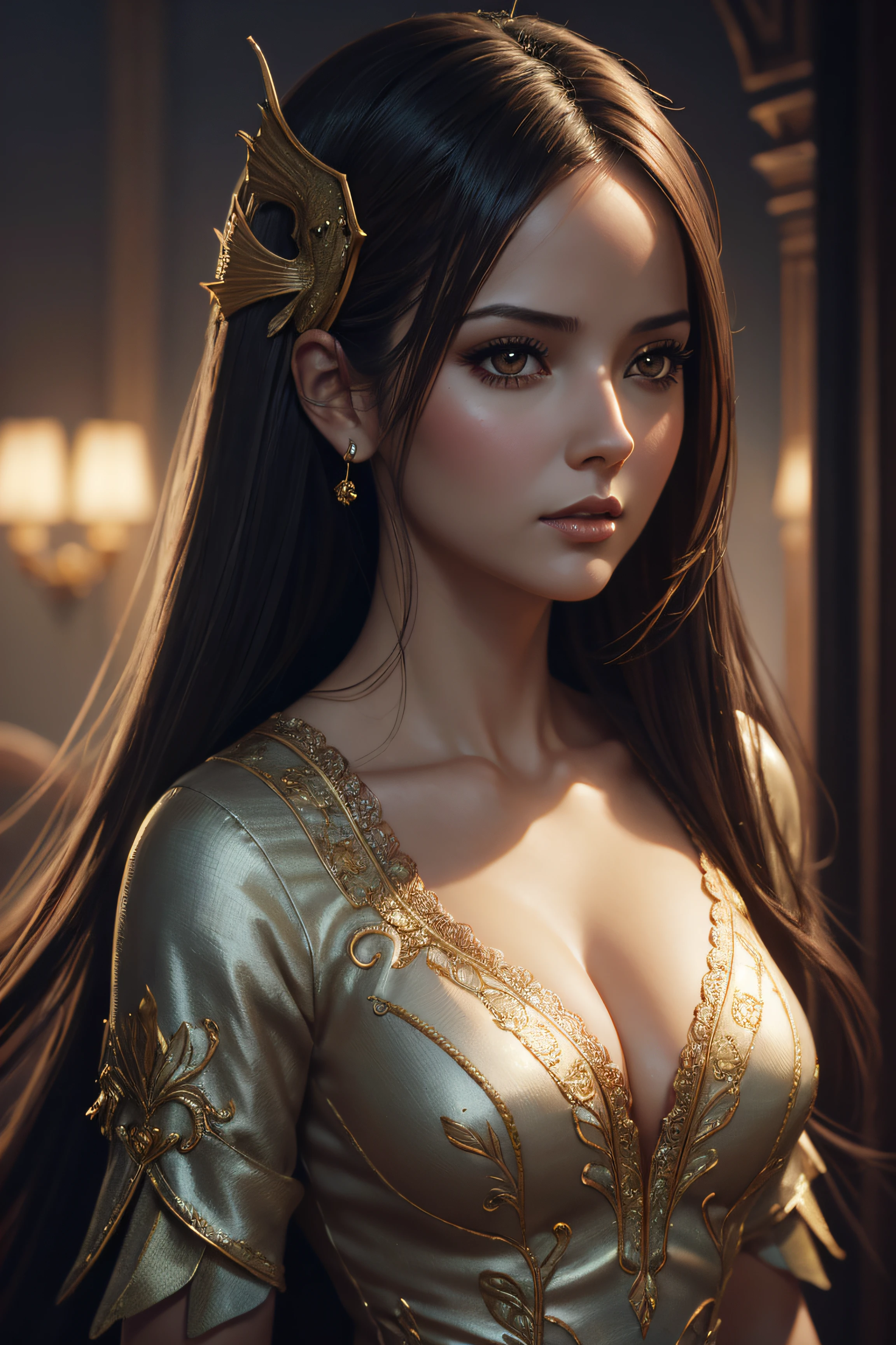 Gabriela Spanic, seahorse sexy clothes, character portrait, 4 9 9 0 s, long hair, intricate, elegant, highly detailed, digital painting, artstation, concept art, smooth, sharp focus, illustration, art by wlop, charlie bowater and alexandra fomina, no water marks