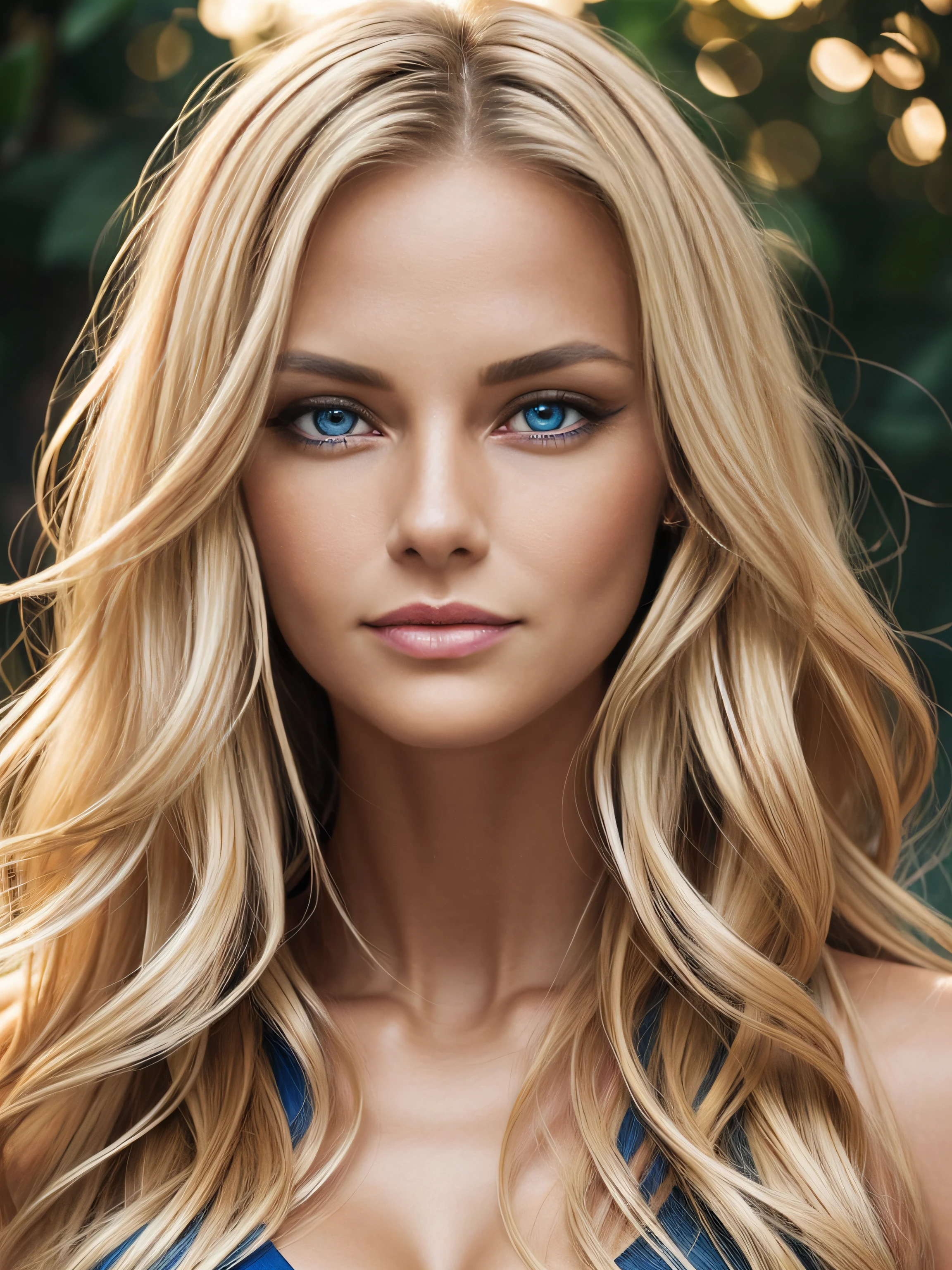 a tanned very beautiful blonde woman, gorgeous beautiful blonde woman, most gorgeous 30 years woman, outstanding beautiful blonde woman with dark+blue eyes, worlds most beautiful woman with long wavy blonde hair and big blue eyes, most gorgeous round dark+blue eyes, most beautiful large dark+blue eye, gorgeous lips, stunning beautiful woman, very beautiful symmetric woman, extremely beautiful broad jaw, gorgeous thin and round eyebrows, most beautiful square face, (very wide face), (very broad jaw), (very wide jaw), ((short square face)), closed smile expression, looking_at_viewer