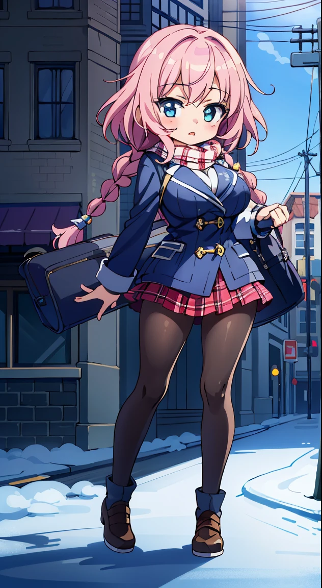 (masutepiece, Best Quality, Perfect Anatomy, High quality:1.4), nice hand, Perfect hands, Detailed beautiful hands, Large_filesize, fulcolor, hight resolution, symmetric, exceptional, Best aesthetic, newest, Anime, very beautiful detailed body、The hair、faces、The eye, (Chibi, Full body:1.6),
BREAK,
(Cute illustration:1,2),(Absurd realistic structure details),(High resolution complex and detailed text quality),(High-resolution microstructure、High poly 3 boobs boobs D rendering correction),Methods of geometry,Careful explanatory anatomy,
BREAK,
1 beautiful girl, (17 years old girl),Solo,(Cute:1.5),(Chibi:0.6),(kawaii:1.5),(Lori:0.5),BREAK,(17 years old girl), 1 beautiful girl,Very detailed,colourfull,highest details,Clear skin,Beautiful skin,Shy,Very detailed,colourfull,highest details,BREAK,Clear skin,Beautiful skin,Shy skin,BREAK,{Heterochromia,blue eyess,Green eyes,PUPILS SPARKLING:1.9},star eye silhouette,BREAK,(Pink hair, Medium length:1.4),(Twin braids,A little curly hair,Princess Cut, crossed bangs:1.3),(Big breasts,Beautiful breasts,Large breasts:1.5),(long eyelashes, Double eyelids:1.2),Solo,gleaming skin, Clear skin, Beautiful skin,(best quality face),(Top quality glowing eyes),(Doya face,brave face:1.45), BREAK, (dark navy theme:1.3), (Please wear a navy blue duffel coat over your school uniform.......、Only the hem of the skirt is exposed:1.4), (Black and white plaid pleated skirt:1.1), ((Dark brown pantyhose, lowfers):1.2),
BREAK (Pink Theme:1.3), (pink plaid knit scarf:1.4),
BREAK,(day), a closed mouth,(architecture, building, Choker, city, Cityscape, Outdoors, building, city,lamp post, Power lines, scarf, skyporn, Snow, Solo, utility pole, Winters:1.55), Waterfall,depth of fields,
BREAK,wakame,wakame,wakame,(Cowboy Shot:1.4),
BREAK,(Blurry background:1.3),(absurderes, hight resolution, Super Detail Art),cel shading,Clear Color, Lonely optical effect, Beautiful pictures, Bright glow, mystic atmosphere,(Close-up of girl:1.1), Mystical light particle effect,manga influence, clean line drawings,