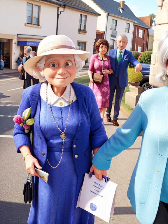 there is an old woman in a blue dress and a man in a suit and tie, photo taken in 2 0 2 0, by Helen Stevenson, stunning woman, by Georgina Hunt, by Alison Watt, achingly beautiful, gorgeous lady, by Joy Garnett, photograph taken in 2 0 2 0, by Matthew Smith, taken in the early 2020s, an 80 year old woman, about 70 years old