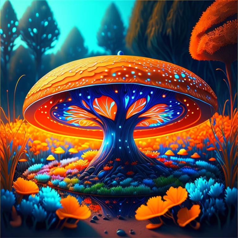 Bioluminescent Mushroom/Glowing mushrooms/luminous mushroom l, monet, blue, orange, grey, ShoeAI (best quality,4k,8k,highres,masterpiece:1.2),ultra-detailed,(realistic,photorealistic,photo-realistic:1.37),HDR,UHD,studio lighting,ultra-fine painting,sharp focus,physically-based rendering,extreme detail description,professional,vivid colors,bokeh,Bioluminescent Mushroom/Glowing mushrooms/luminous mushroom l,monet,blue,orange,grey,ShoeAI,portraits,landscape