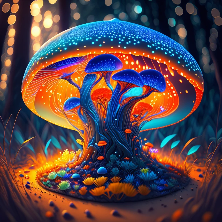Bioluminescent Mushroom/Glowing mushrooms/luminous mushroom l, monet, blue, orange, grey, ShoeAI (best quality,4k,8k,highres,masterpiece:1.2),ultra-detailed,(realistic,photorealistic,photo-realistic:1.37),HDR,UHD,studio lighting,ultra-fine painting,sharp focus,physically-based rendering,extreme detail description,professional,vivid colors,bokeh,Bioluminescent Mushroom/Glowing mushrooms/luminous mushroom l,monet,blue,orange,grey,ShoeAI,portraits,landscape