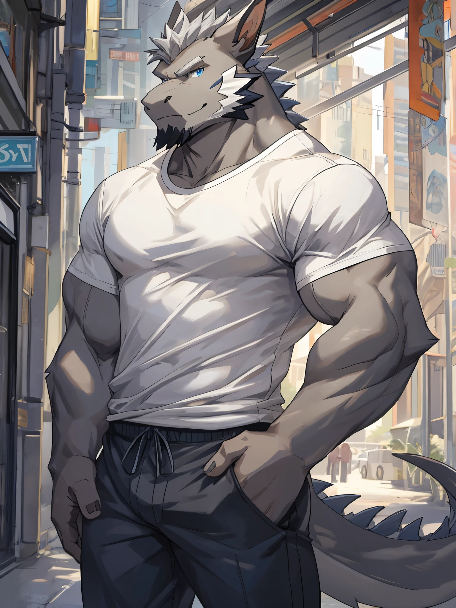 muscular old man standing on park, shorts, furry, an anthro (white lion), an anthto, a old man big muscular, happy expression, detailed face, face, detailed eyes, eyes, really big muscle, bigger muscle, very big muscular, over sized muscle, biggest muscle, big pec muscular, biggest pec muscle, detailed muscle, realistic rendering, CG realistic, 3d realistic, photography, background