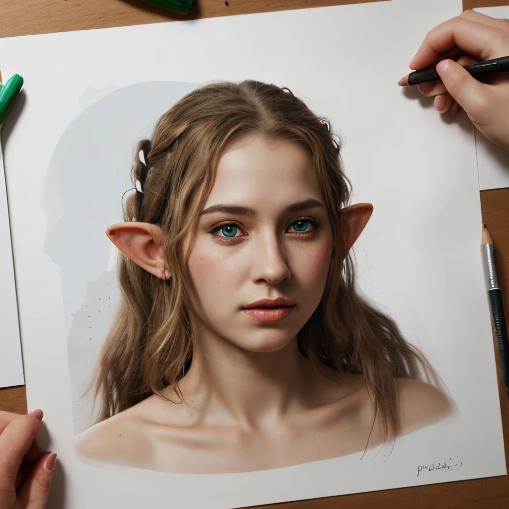 Draw an elf princess, photorealistic