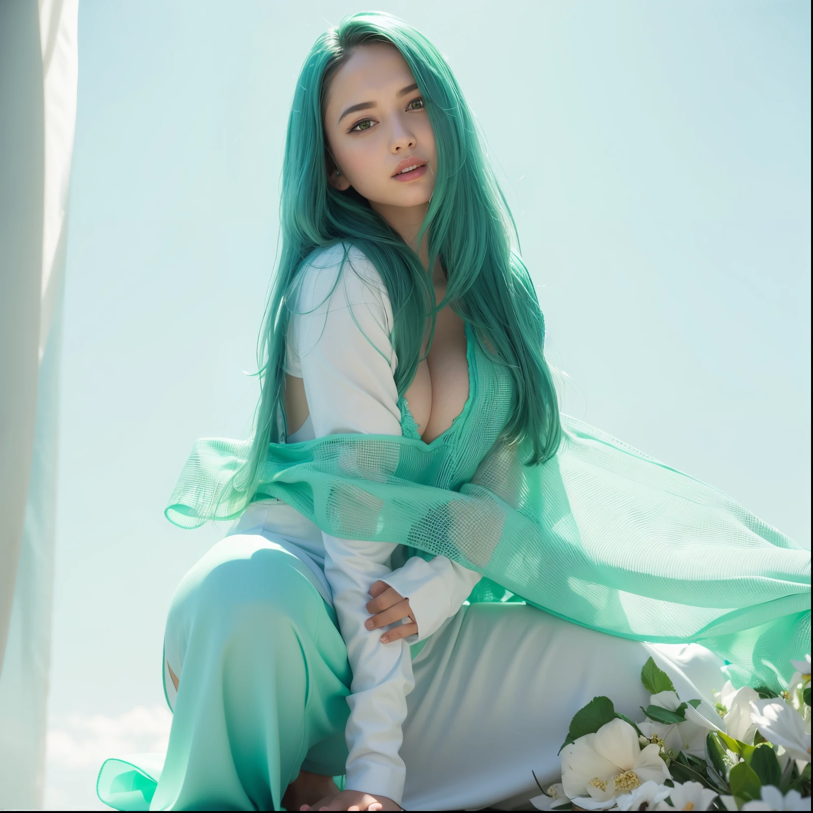 Sky blue and mint background
