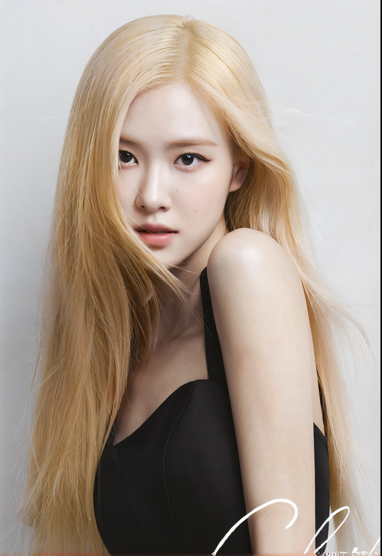 araffes is a beautiful young woman with long blonde hair, roseanne park of blackpink, jossi of blackpink, beautiful south korean woman, portrait of jossi of blackpink, jinyoung shin, pale beautiful skin, extremely pale blond hair, with white long hair, with long white hair, jia, jaeyeon nam, ruan jia beautiful!, pale glowing skin