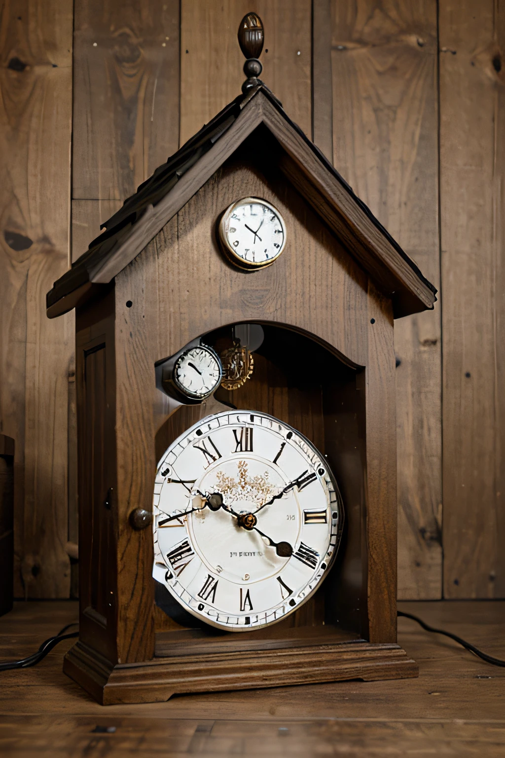 Large antique table clock bottomless cuckoo clock