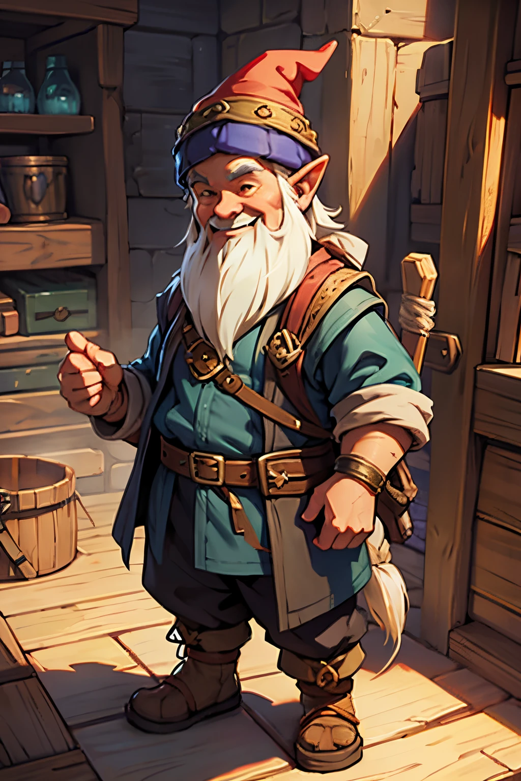 gnome,merchant,ssmile,dungeons and dragons,Realisticstyle,solo person,cunning