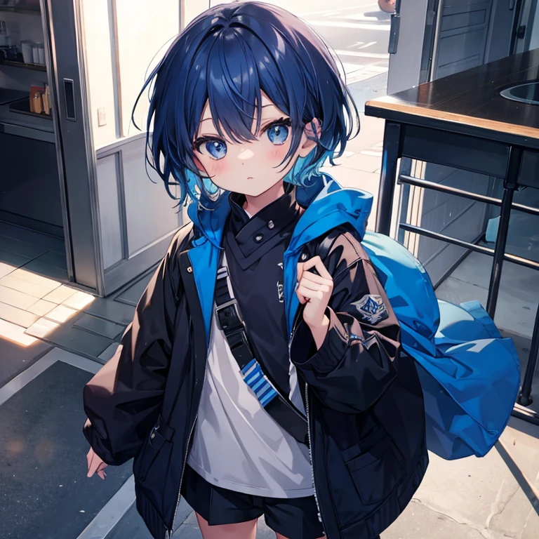 Mini、darkblue hair、male child