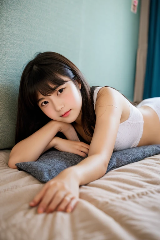masterpiece、top-quality、ultra-detailliert、(((laying on back)))、sprawl、Bet、Legs open、Underwear、Kuikomi